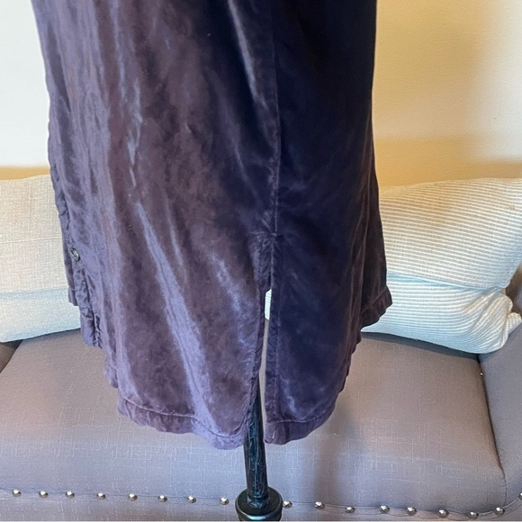 CP Shades Women’s Velvet Button Down Long Sleeve Tunic Top Purple Plum Sz M - Picture 5 of 7